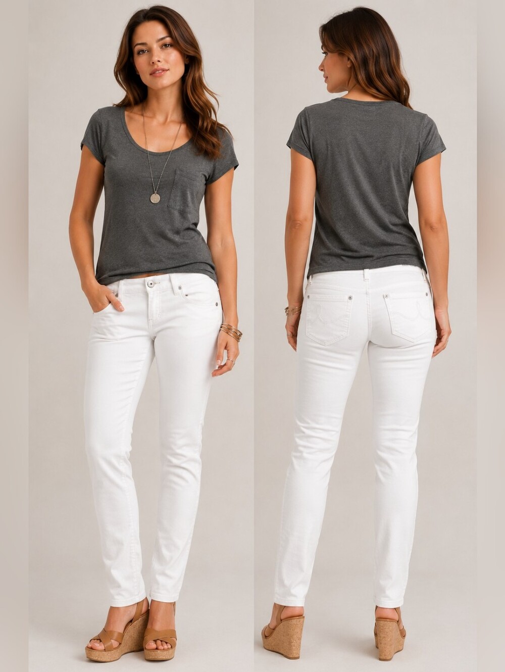 🤍☀️ DKNY White Low-rise Skinny Stretch Jeans Size 28R Classic Minimalist Denim